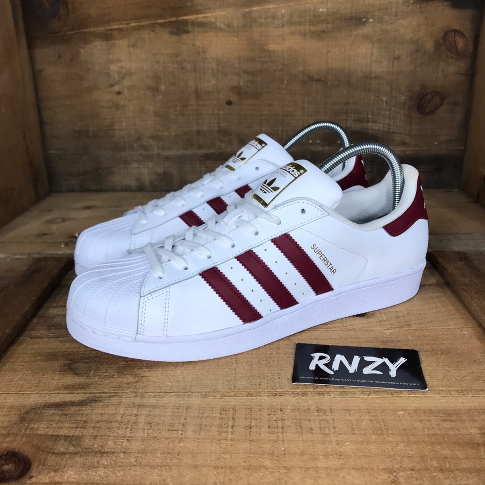 NEW Adidas Superstar Shell Toe White Red - Picture 3 of 6